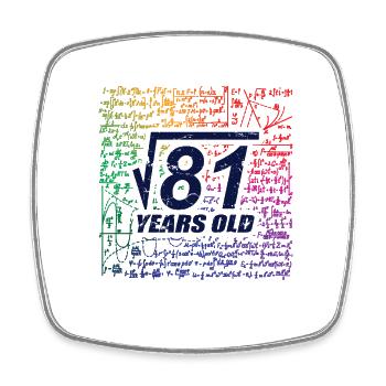 Root Division 81 Jahre alt, lustiger Matheliebhaber - Viereckiger Kühlschrankmagnet - Weiß - Vorne