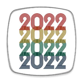 Cool Retro 2022, 1 Jahr, Kinder zum 1. Geburtstag - Viereckiger Kühlschrankmagnet - Weiß - Vorne