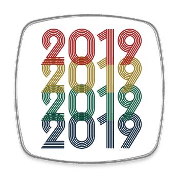 Cool Retro 2019, 4 Years Old, 4th Birthday Kids - Square fridge magnet - white - Front