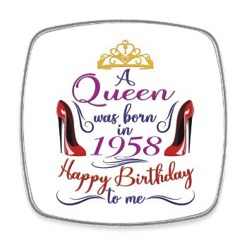 A Queen Was Born In 1958 - 64 Years Old Birthday - Square fridge magnet - white - Front