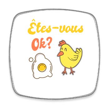 Poussin drôle s'inquiète de l'oeuf - Magnet carré - blanc - Devant