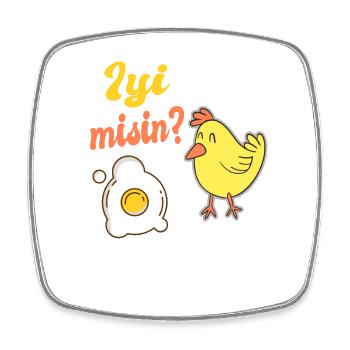 Niedliches Küken fragt Ei geht es dir gut türkisch - Viereckiger Kühlschrankmagnet - Weiß - Vorne