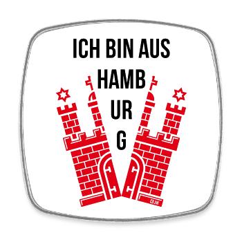 Ich Bin Aus Hamburg (Hamburger / Wappen) - Viereckiger Kühlschrankmagnet - Weiß - Vorne