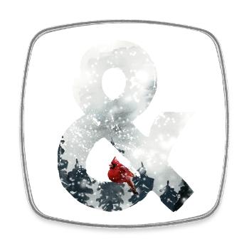 & – decorative lettering – winter - Square fridge magnet - white - Front