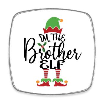 Brother Elf Cute Funny Matching Christmas Costume - Square fridge magnet - white - Front