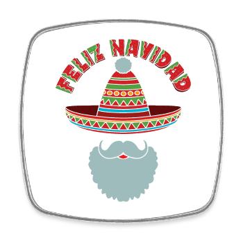 Feliz Navidad Merry Christmas Sombrero Santa Beard - Square fridge magnet - white - Front