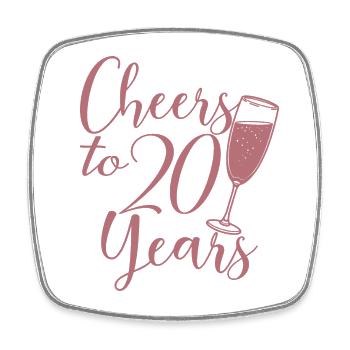 20. Geburtstag Frauen für sie Prost auf 20 Jahre alt - Viereckiger Kühlschrankmagnet - Weiß - Vorne