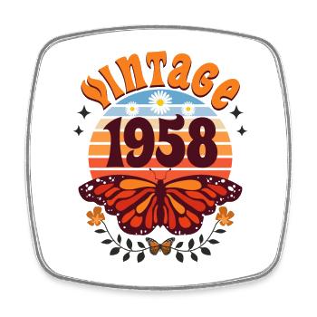 Retro & Vintage 1958 Damen 65 Jahre Jubiläum - Viereckiger Kühlschrankmagnet - Weiß - Vorne