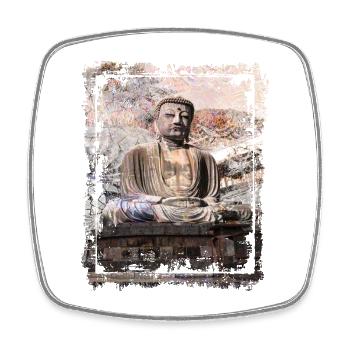 Statue de Bouddha Japonais Japon Kamakura Collage Art - Magnet carré - blanc - Devant