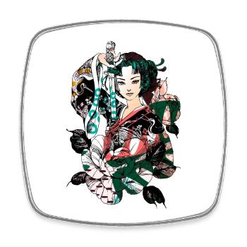 Japanisches Geisha Schwert Samurai Krieger 114 - Viereckiger Kühlschrankmagnet - Weiß - Vorne