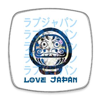 Daruma Japanisches Glückssymbol Wort Kanji Liebe - Viereckiger Kühlschrankmagnet - Weiß - Vorne