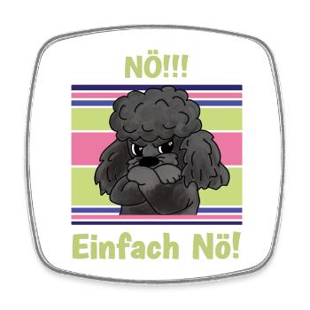Nö! Sturer Pudel mit verschränkten Pfoten - Viereckiger Kühlschrankmagnet - Weiß - Vorne