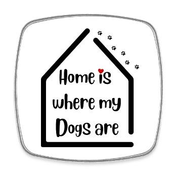 La maison est là où sont mes chiens - Hundeliebe - Magnet carré - blanc - Devant