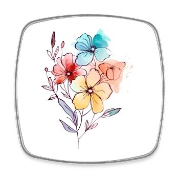 Flowers, Wildflowers, Watercolors, Pastel - Square fridge magnet - white - Front