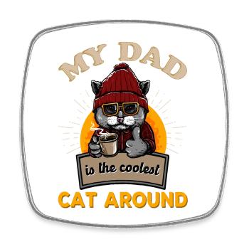 Cool cat dad - Square fridge magnet - white - Front