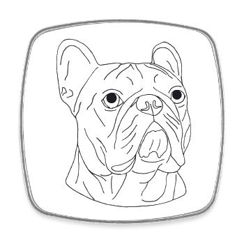 Französische Bulldogge - Viereckiger Kühlschrankmagnet - Weiß - Vorne