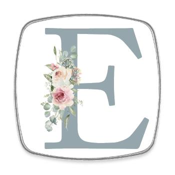 E| Monogram | Eucalyptus Pastel Flower Blue - Square fridge magnet - white - Front