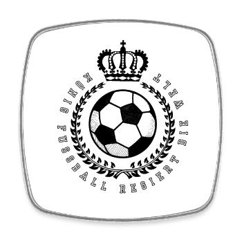 King Football Rules the World Motif Footballer - Square fridge magnet - white - Front
