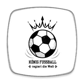 Fußball ist unser Leben denn König Fußball regiert - Viereckiger Kühlschrankmagnet - Weiß - Vorne