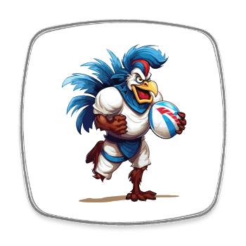 Rugby France Rooster Rugby Ball Player Sports Fan - Square fridge magnet - white - Front