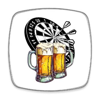 Darts, Beer, Darts, Alcohol, Drinking, Booze, Pub - Square fridge magnet - white - Front