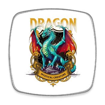 Drache Fantasie Magie Mystik Mythologie Kreatur - Viereckiger Kühlschrankmagnet - Weiß - Vorne