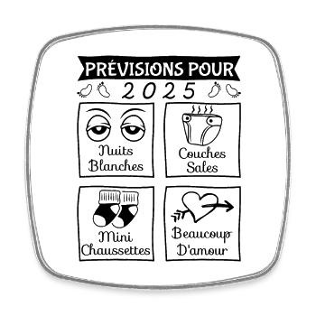 Prévisions pour 2025,idée cadeau futurs parents - Magnet carré - blanc - Devant