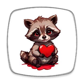 Verschenke den süßen Waschbären zum Valentinstag - Viereckiger Kühlschrankmagnet - Weiß - Vorne
