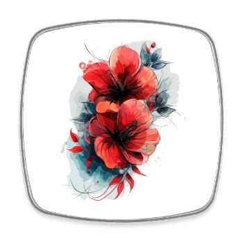 Hibiskus Blume Aquarell - Viereckiger Kühlschrankmagnet - Weiß - Vorne