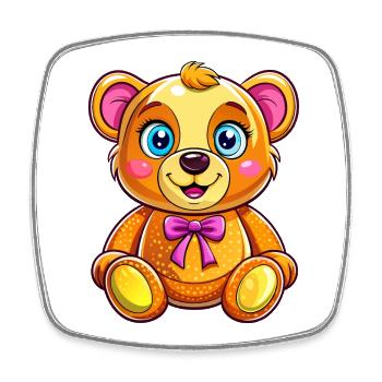 Süßer Teddy - Viereckiger Kühlschrankmagnet - Weiß - Vorne