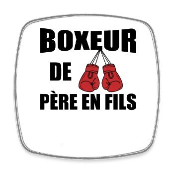 Boxer From Father To Son Humor Boxing - Square fridge magnet - white - Front