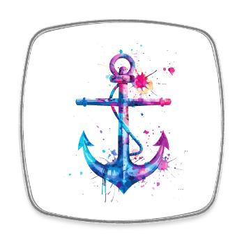 Anker Aquarell Splash Bunt Kunst Matrose Seemann - Viereckiger Kühlschrankmagnet - Weiß - Vorne