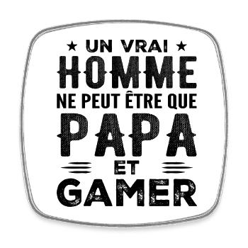 Ein echter Mann ist nur ein Vater und Gamer - Viereckiger Kühlschrankmagnet - Weiß - Vorne