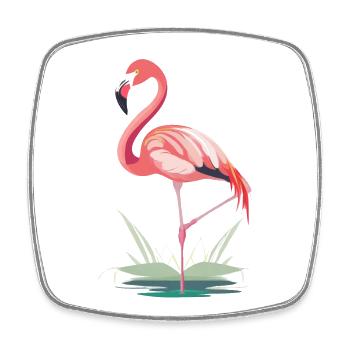 Flamingo - Viereckiger Kühlschrankmagnet - Weiß - Vorne