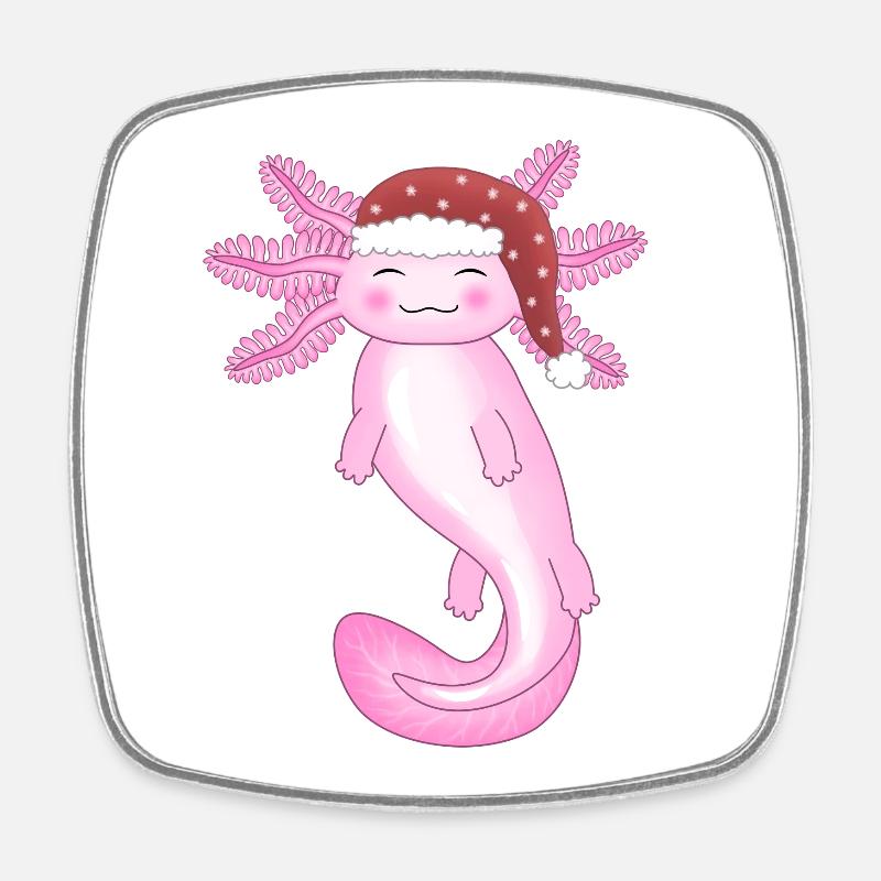 Cute Christmas Axolotl - Square fridge magnet - white