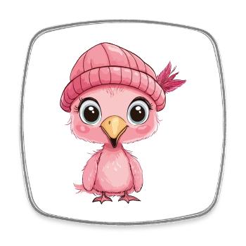 Flamingo Süß Niedlich Baby Kinder Tier Cartoon - Viereckiger Kühlschrankmagnet - Weiß - Vorne