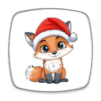 Fuchs Weihnachten Süß Niedlich Xmas Weihnachtlich - Viereckiger Kühlschrankmagnet - Weiß - Vorne