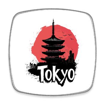 Tokio Japan Pagode Stadt Skyline Sonne Berg - Viereckiger Kühlschrankmagnet - Weiß - Vorne