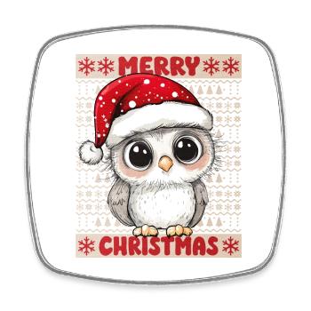 hibou moche Noël Noël Noël mignon mignon - Magnet carré - blanc - Devant