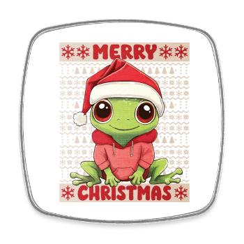 Frosch Ugly Christmas Weihnachten Xmas Süß - Viereckiger Kühlschrankmagnet - Weiß - Vorne
