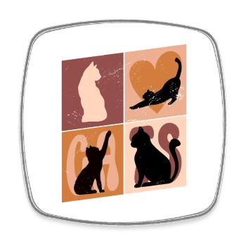Katze Kätzchen Kater Silhouette Herz Bunt Kunst - Viereckiger Kühlschrankmagnet - Weiß - Vorne