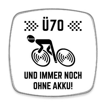 Ü70 Und Immer Noch Ohne Akku! (Fahrrad Rennrad B) - Viereckiger Kühlschrankmagnet - Weiß - Vorne