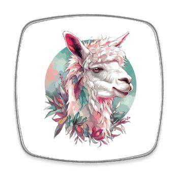 Alpaca Llama Animal Nature Zoo Andes Inca Colorful Art - Square fridge magnet - white - Front