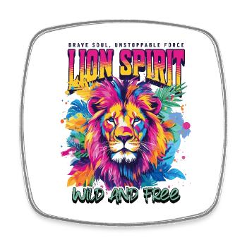 Lion Lion Head Predator Nature Wilderness Colorful Art - Square fridge magnet - white - Front