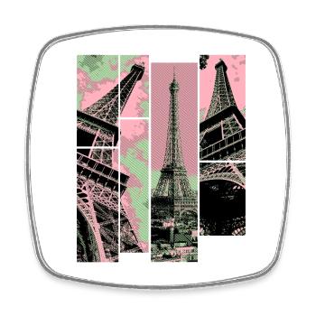 Paris Tour Eiffel Horizon France Ville Collage - Magnet carré - blanc - Devant