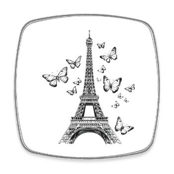 Paris Eiffel Tower France Butterflies Art - Square fridge magnet - white - Front