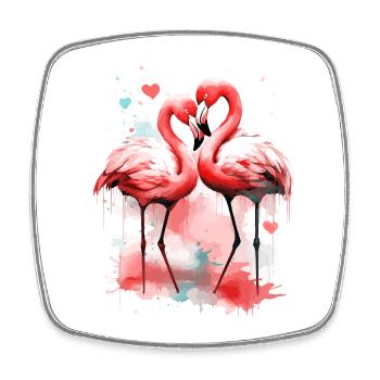Flamingo Liebe Herz Vogel Exotisch Sommer Rosa - Viereckiger Kühlschrankmagnet - Weiß - Vorne