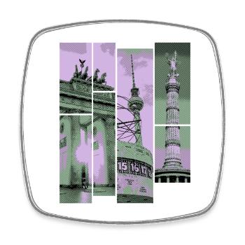 Berlin Skyline City Germany Collage Vintage - Square fridge magnet - white - Front