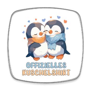 Official Cuddly Shirt Penguins Love Heart Sweet - Square fridge magnet - white - Front