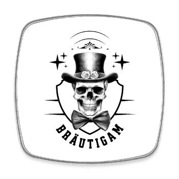 Bachelor Party Groom Skull Bachelor Party - Square fridge magnet - white - Front